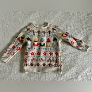 Hanna Andersson Cream Sweater with Colorful Gnome Pattern
